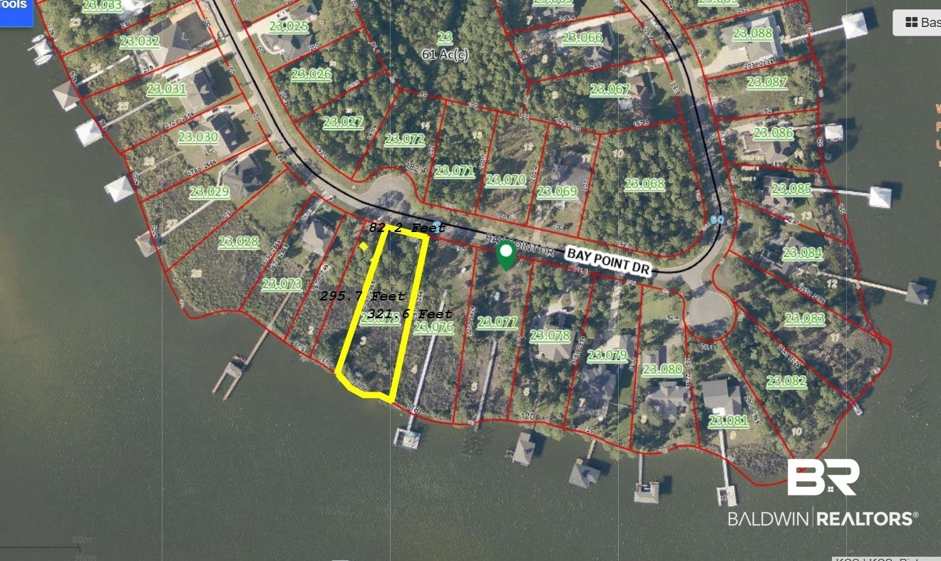 9037 Bay Point Drive Elberta, AL 36530 - Photo 9 of 9 Aerial overview of property's location featuring property boundaries highlighted