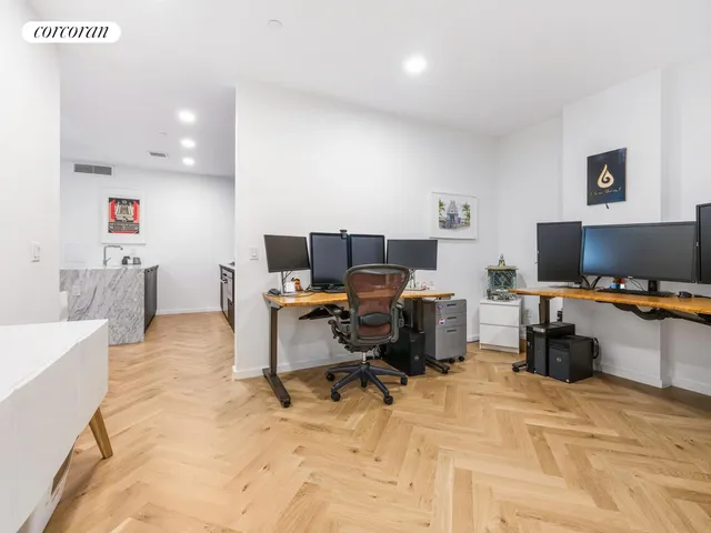 a workspace with furniture