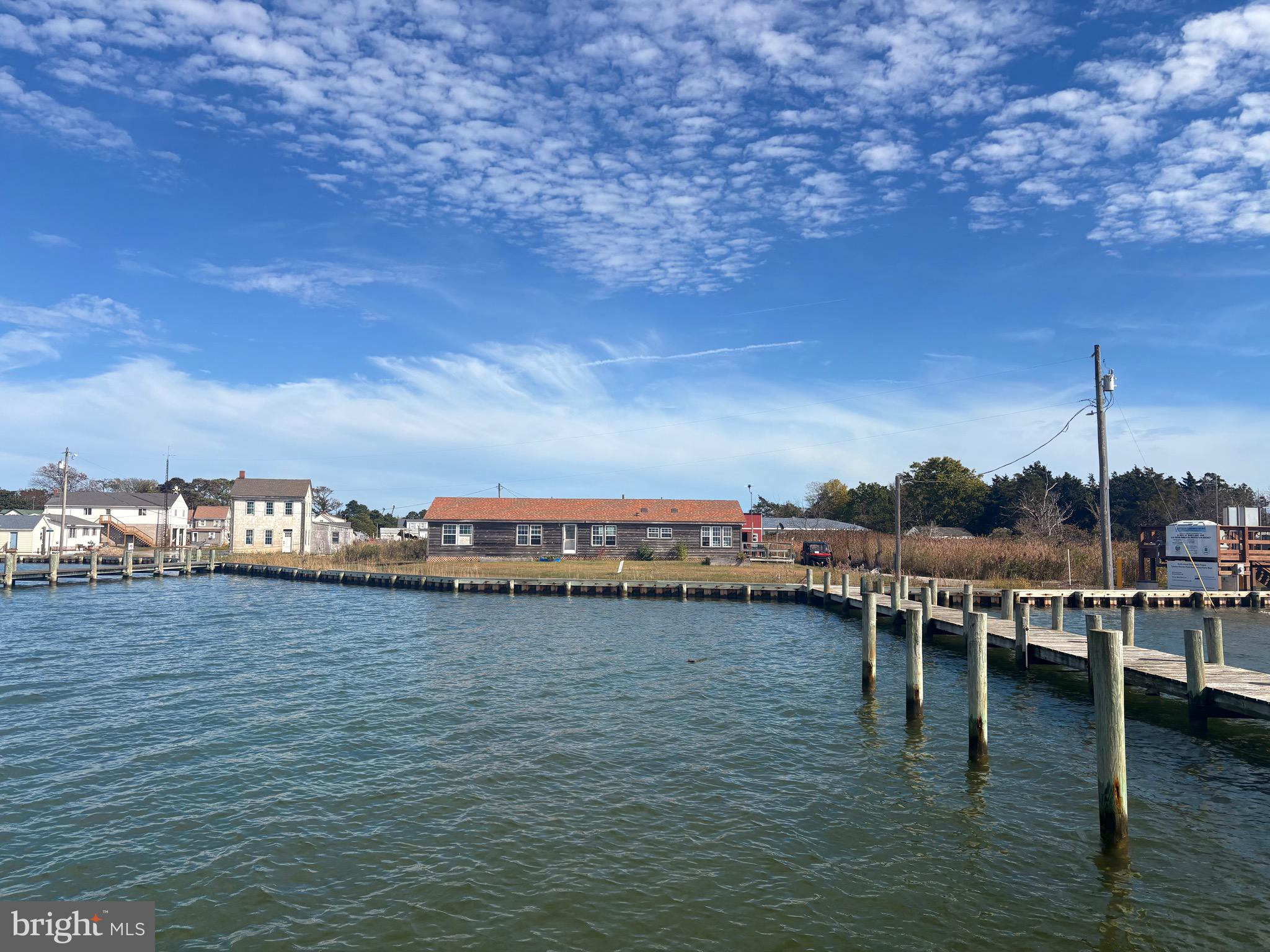a view of a lake with a terrace
