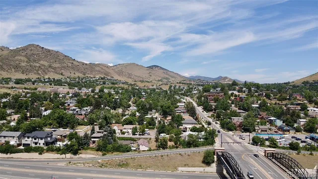 a view of a building with sitting area