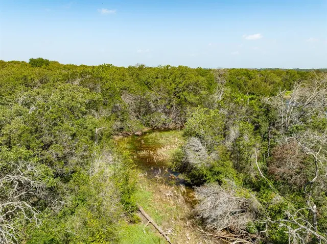 a view of a field with an ocean