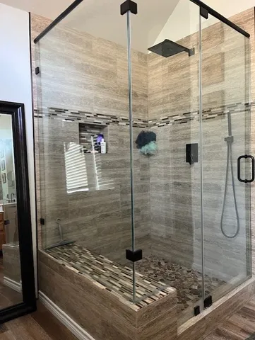 a bathroom with a shower
