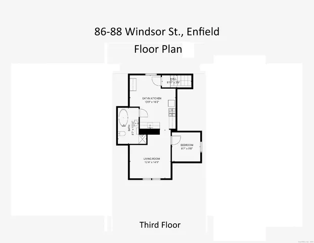 a picture of a bench in a room