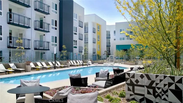 a view of a building and outdoor space