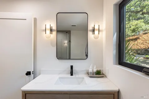 a backyard of a house with lots of green space