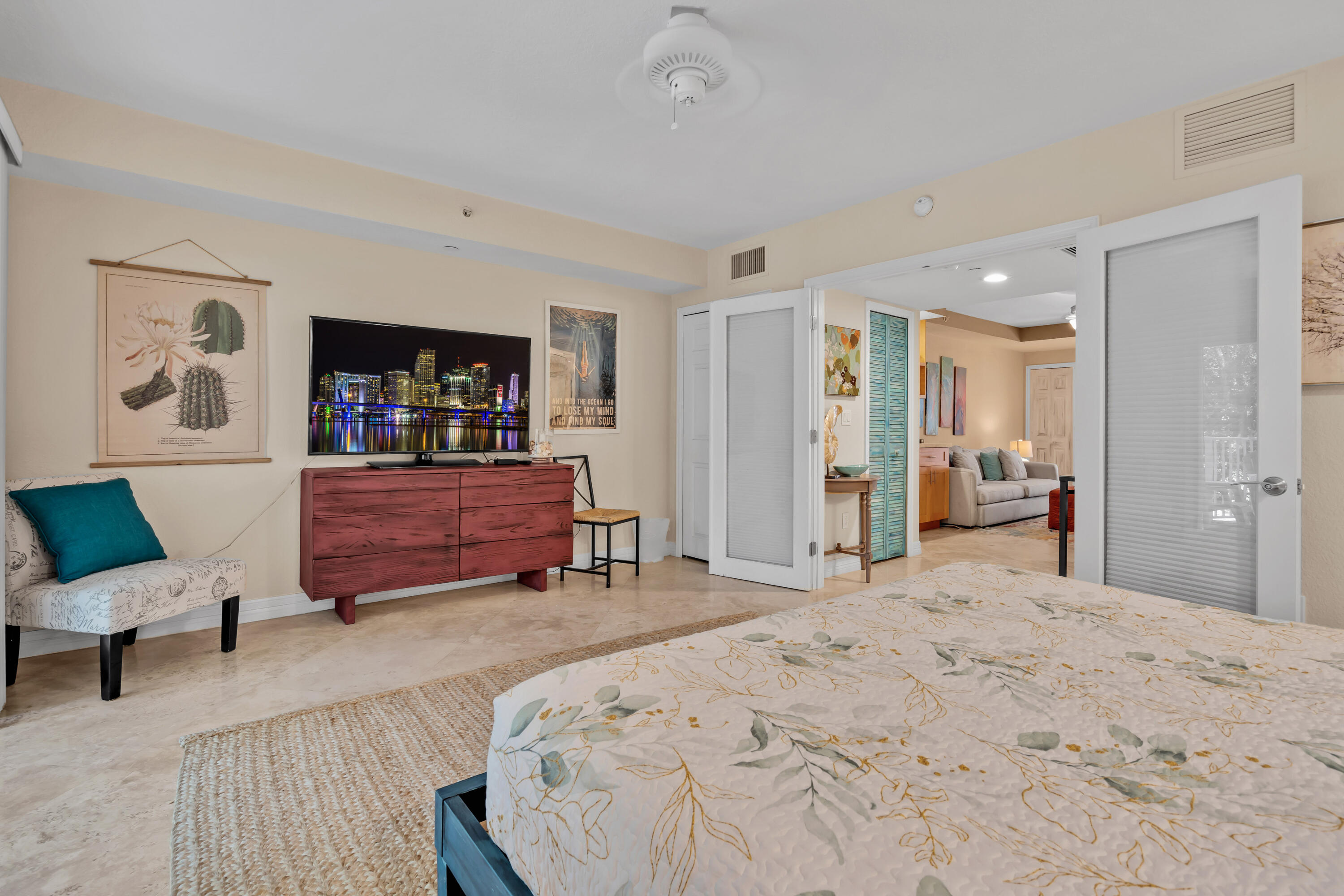 97501 Overseas Highway, Unit 607 Key Largo, FL 33037 - Photo 23 of 73 a bedroom with a bed and furniture