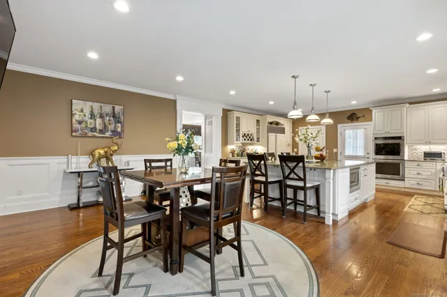 a view of a dining area with furniture