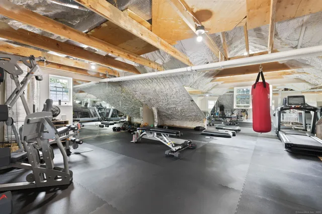 a view of a room with gym equipment
