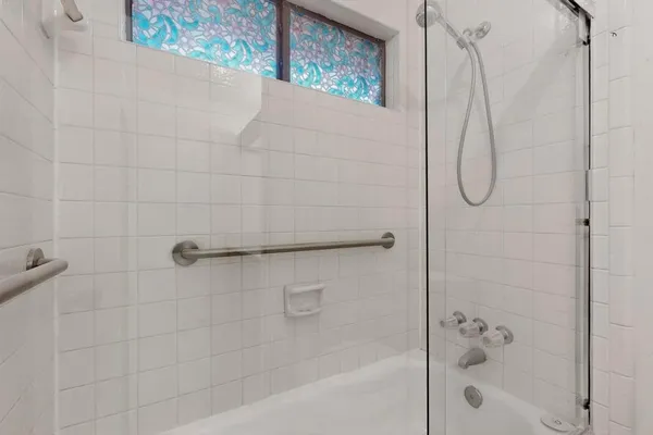 a bathroom with a shower
