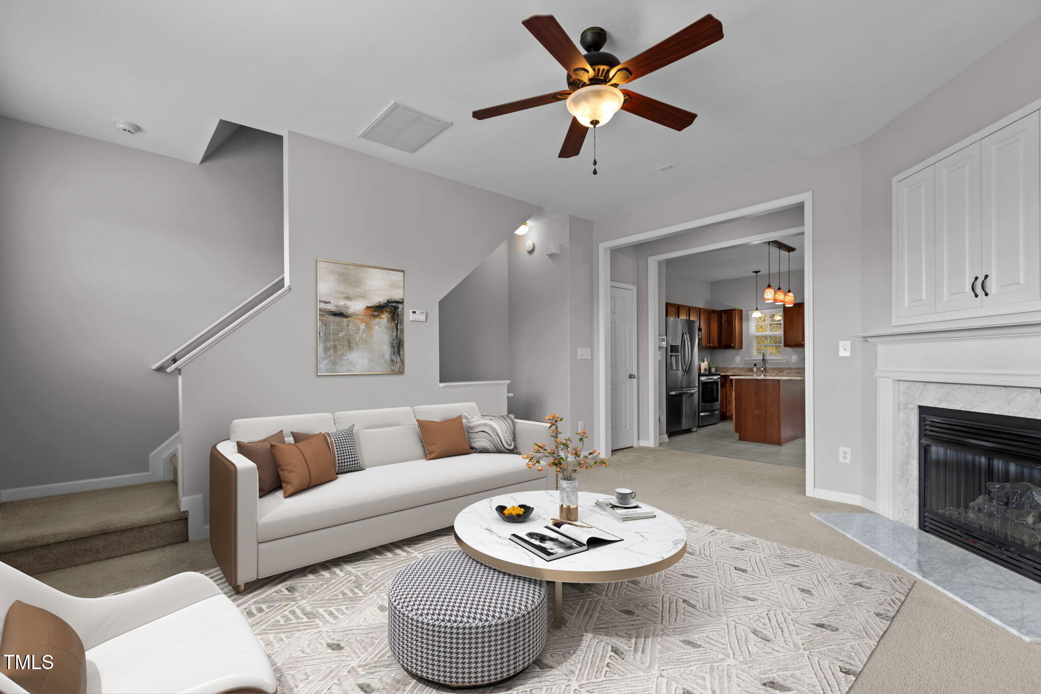2160 Persimmon Ridge Drive Raleigh, NC 27604 - Photo 1 of 16 a living room with furniture and a fireplace