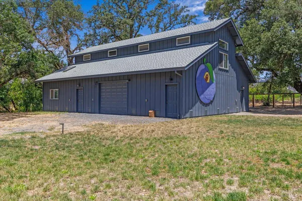 an aerial view of a house