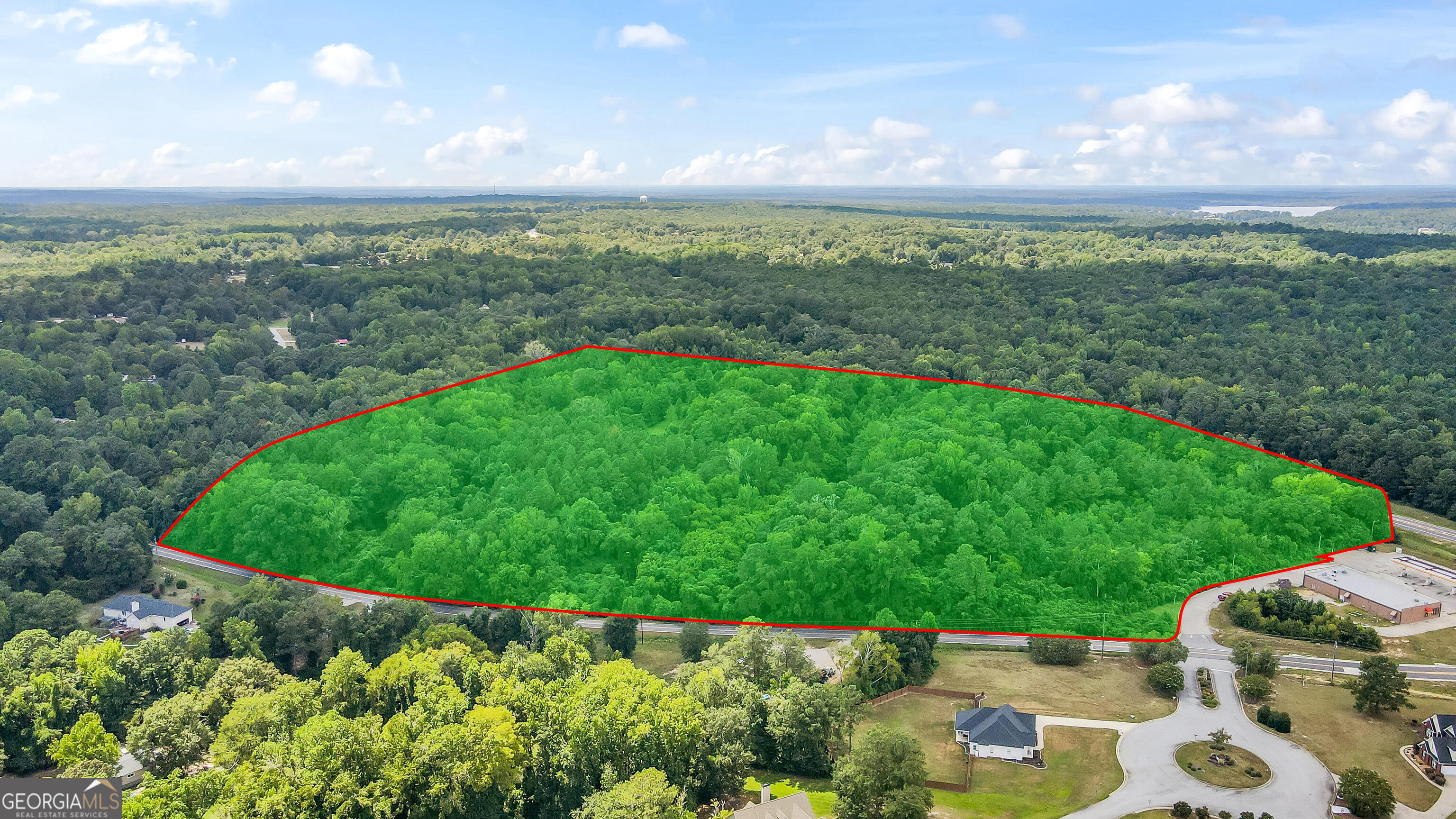 a view of a garden with an ocean