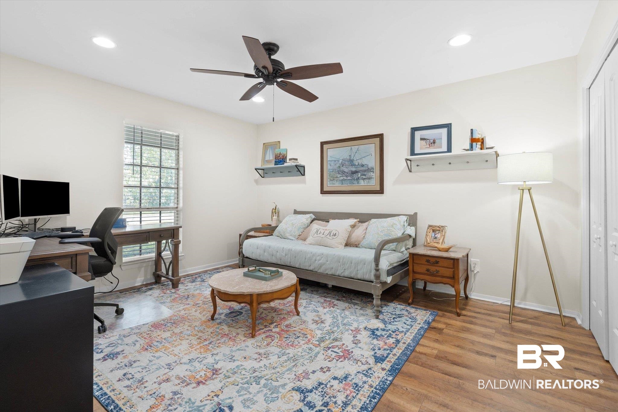 254 Woodlands Avenue Mobile, AL 36607 - Photo 31 of 50 Office area featuring recessed lighting, light wood finished floors, and a ceiling fan