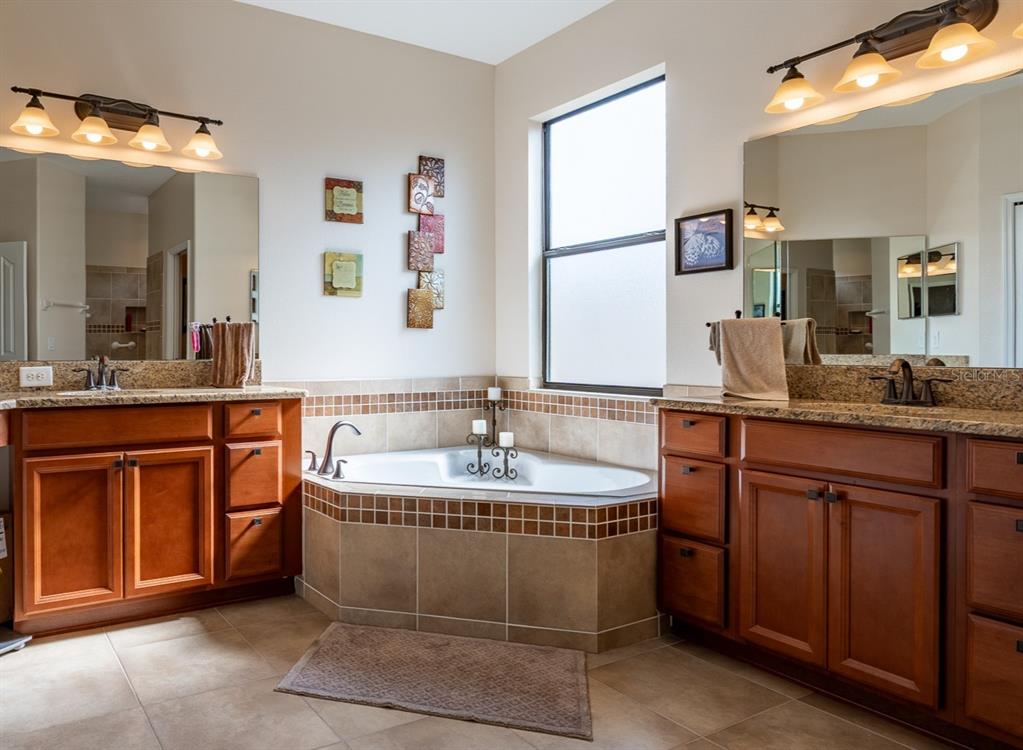 16222 Southwest 14th Avenue Road Ocala, FL 34473 - Photo 29 of 61 a bathroom with a granite countertop sink and a mirror