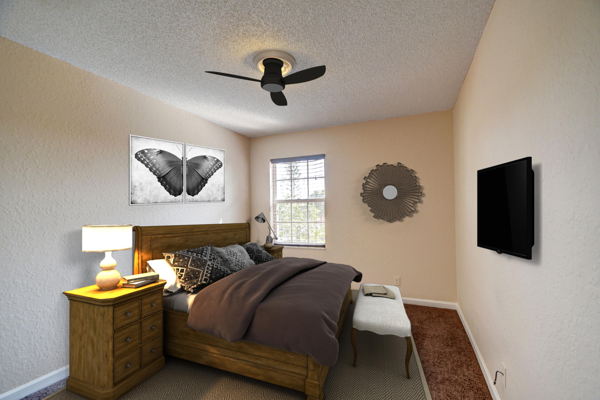 18098 Clear Brook Circle Boca Raton, FL 33498 - Photo 34 of 48 a bedroom with a bed and a flat screen tv