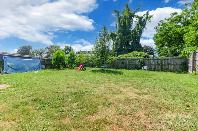 a view of a backyard with a garden and plants