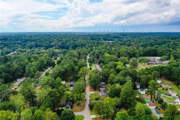 an aerial view of multiple house