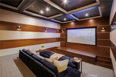 a projector room with a couch