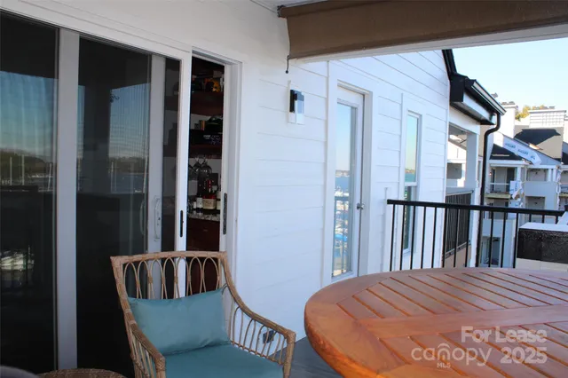 a view of balcony with patio