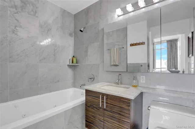 a city view with tall buildings