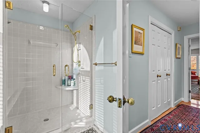 a bathroom with a shower
