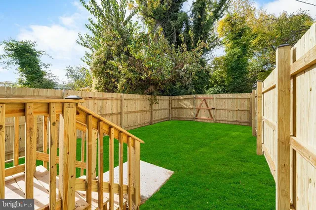 a view of backyard with large trees