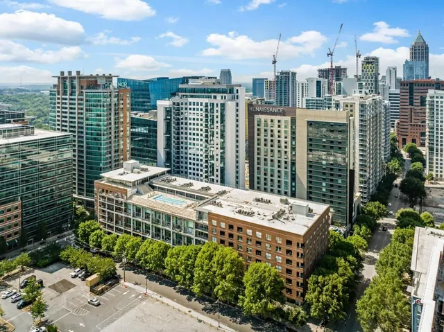 a view of a city with tall buildings