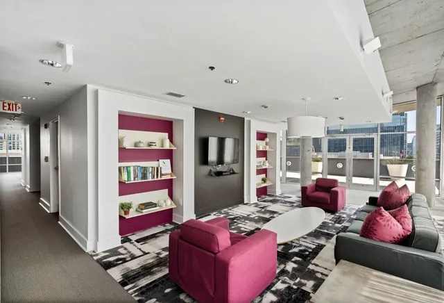 a living room with furniture