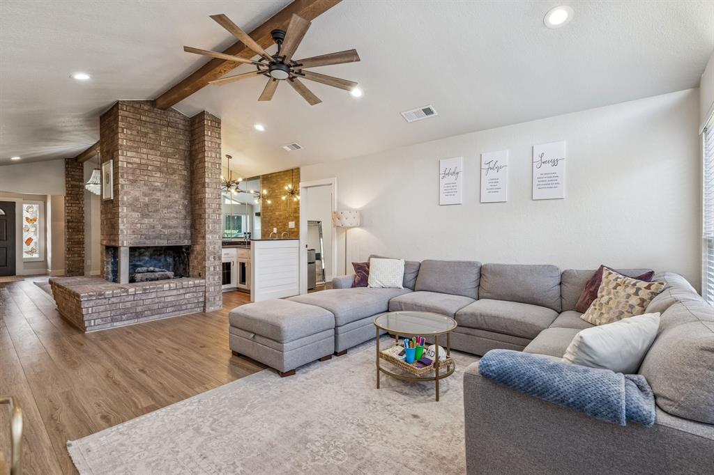 4512 Ranch View Road Fort Worth, TX 76109 - Photo 8 of 40 a living room with furniture and a fireplace
