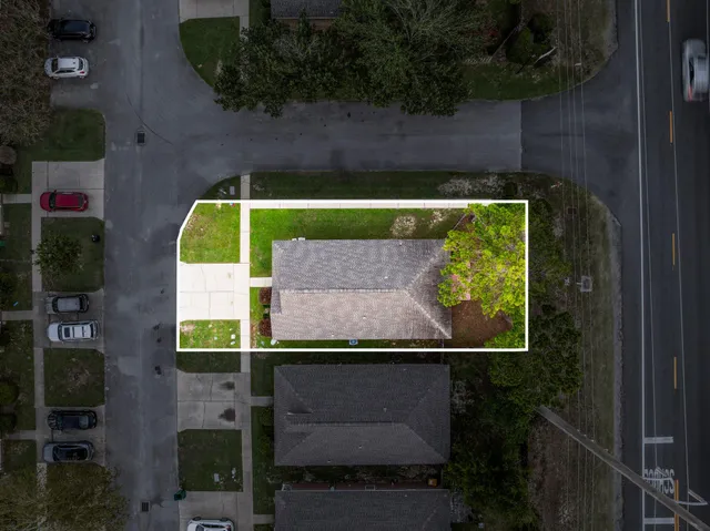 an aerial view of multiple house