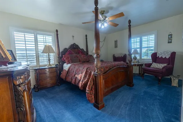 a bedroom with a bed and a desk