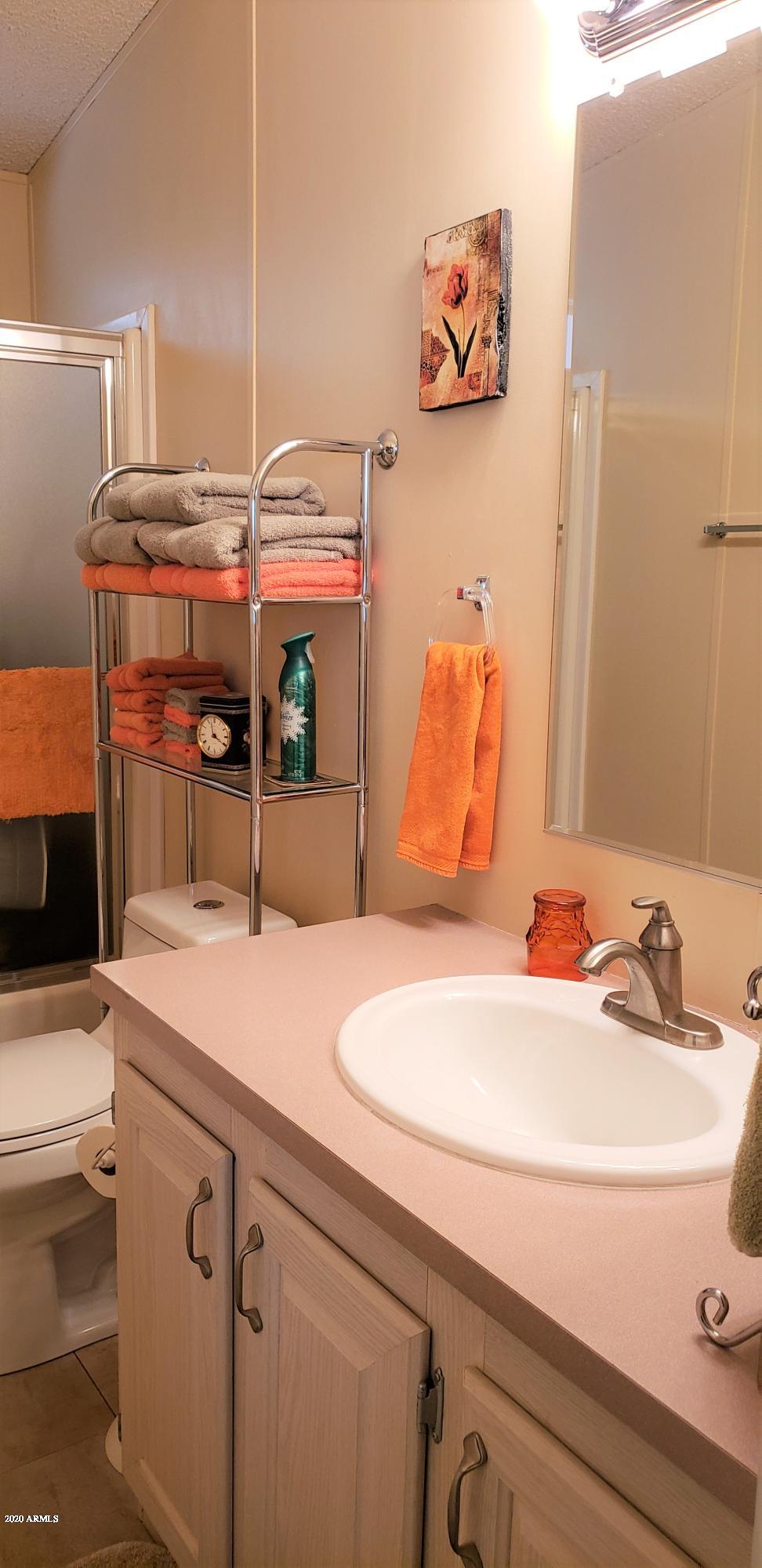 301 South Signal Butte Road, Unit 226 Apache Junction, AZ 85120 - Photo 15 of 42 a bathroom with a sink and a mirror