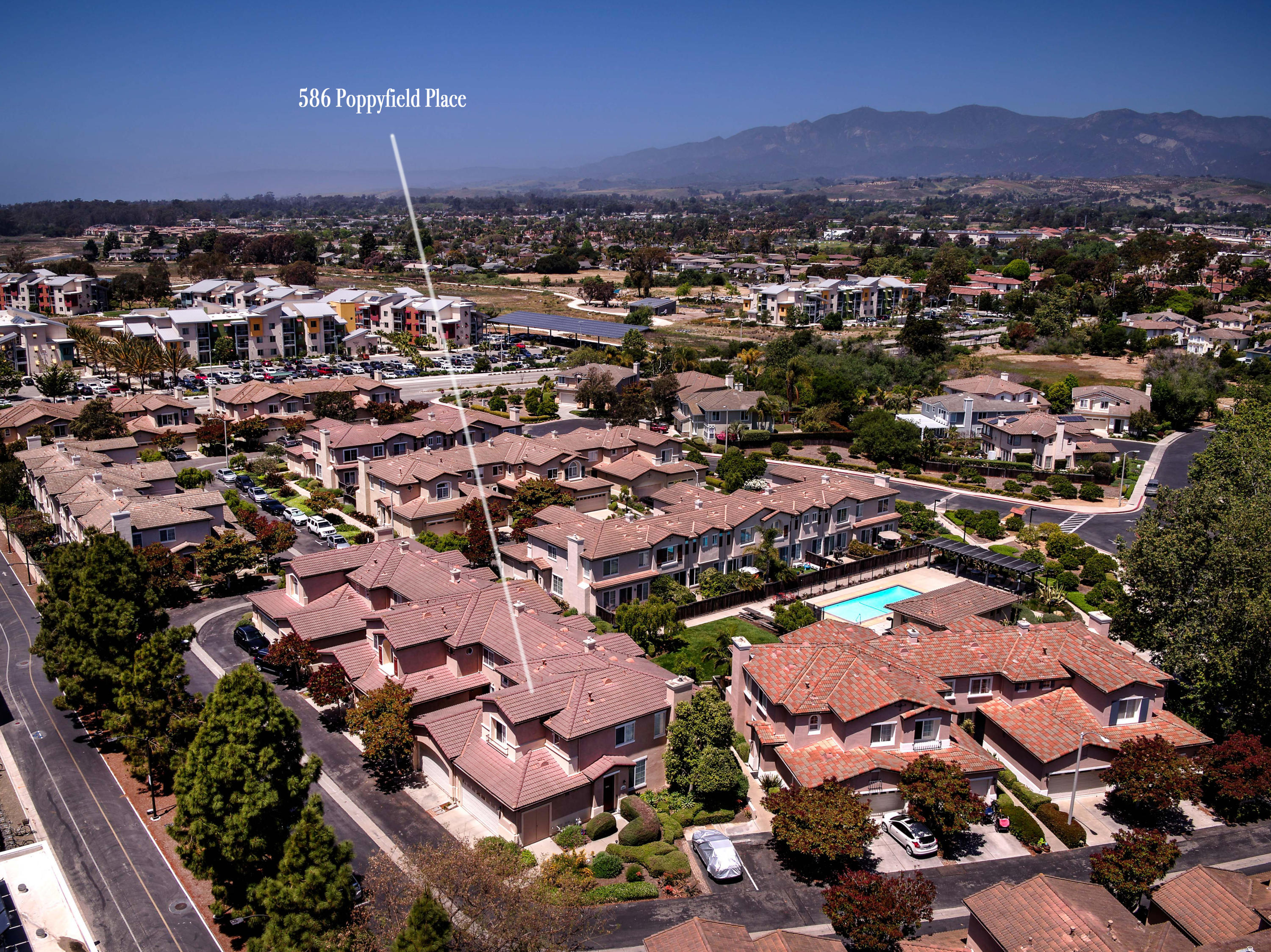 586 Poppyfield Place Goleta, CA 93117 - Photo 16 of 37 an aerial view of a city with lots of residential buildings