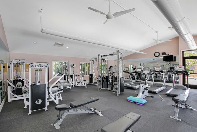 a view of a room with gym equipment