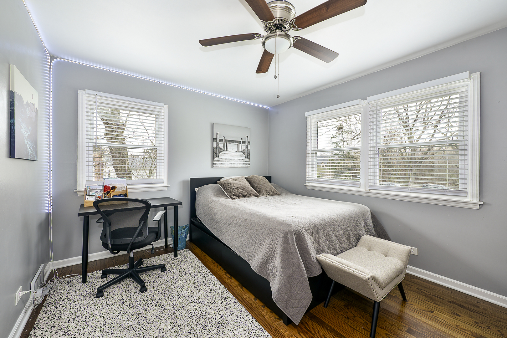 317 Roberts Road Inverness, IL 60067 - Photo 16 of 20 a bedroom with a bed a desk and chair with window