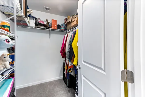 a view of a closet with storage