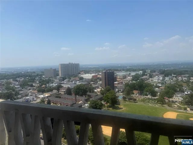 a view of a city from a balcony