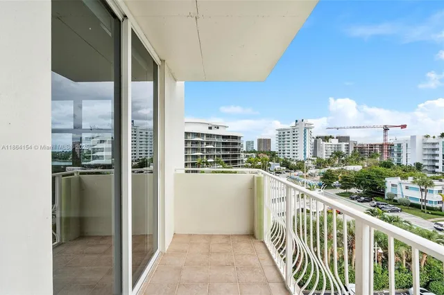 a view of a balcony with city view