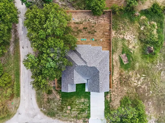 an aerial view of a house