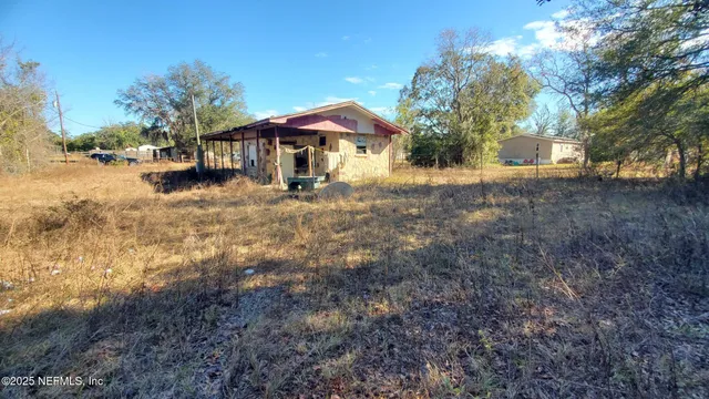 a view of a large garden with large trees