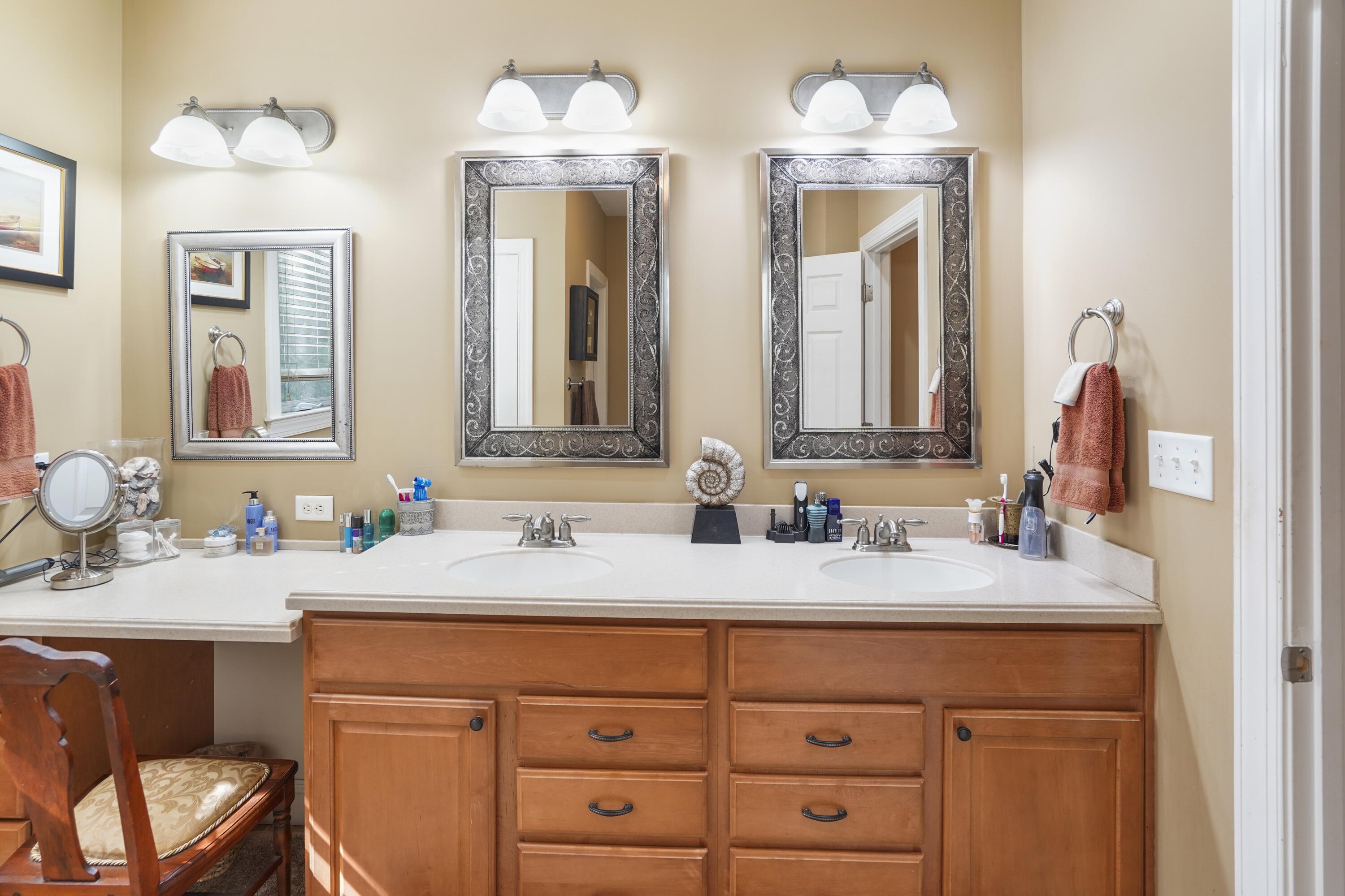 544 Wood Brook Road Moneta, VA 24121 - Photo 21 of 66 a bathroom with a sink vanity and a mirror