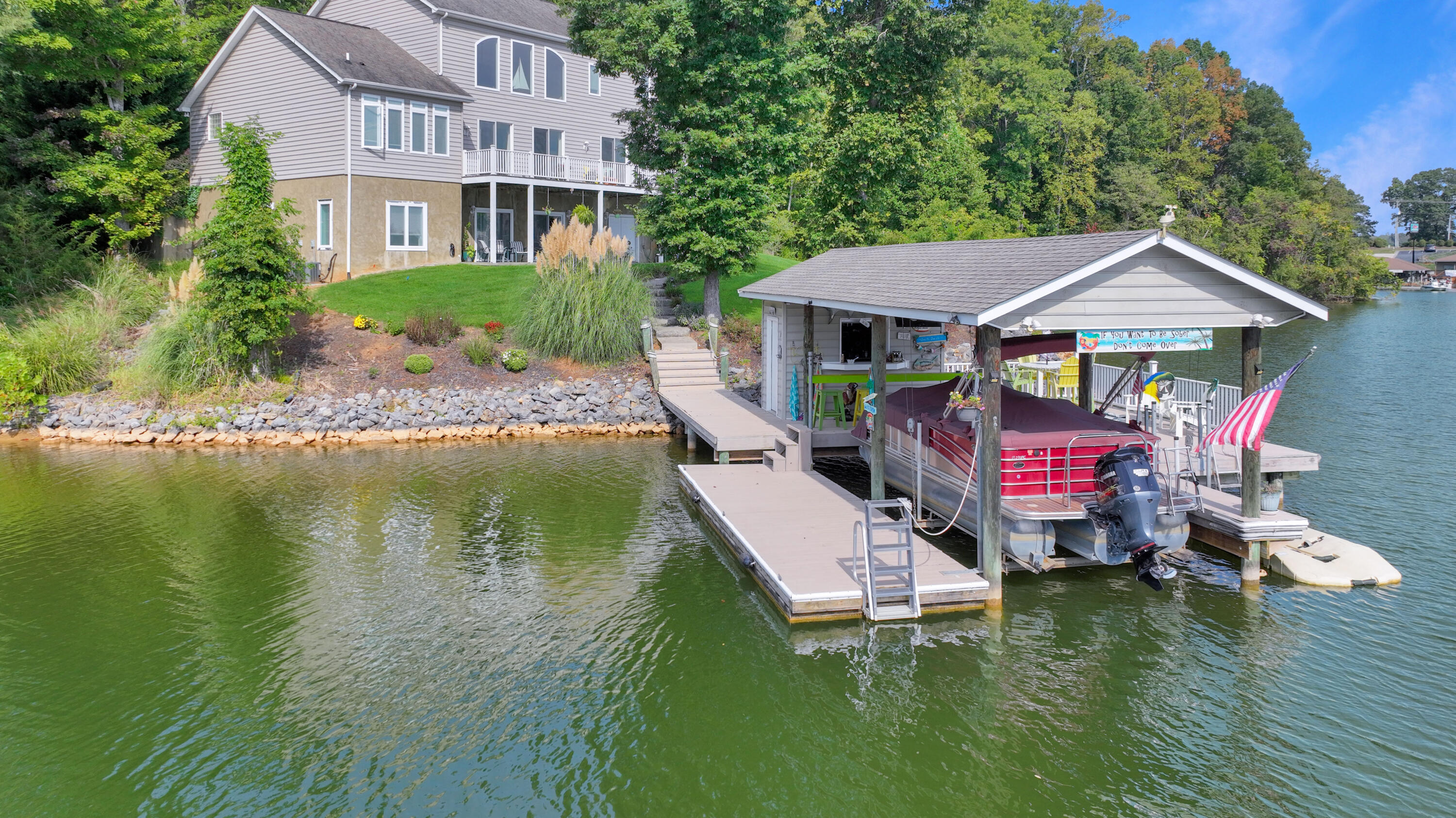 544 Wood Brook Road Moneta, VA 24121 - Photo 63 of 66 a aerial view of a house with swimming pool having outdoor seating