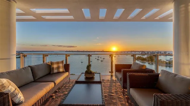 a view of a couch in the roof deck