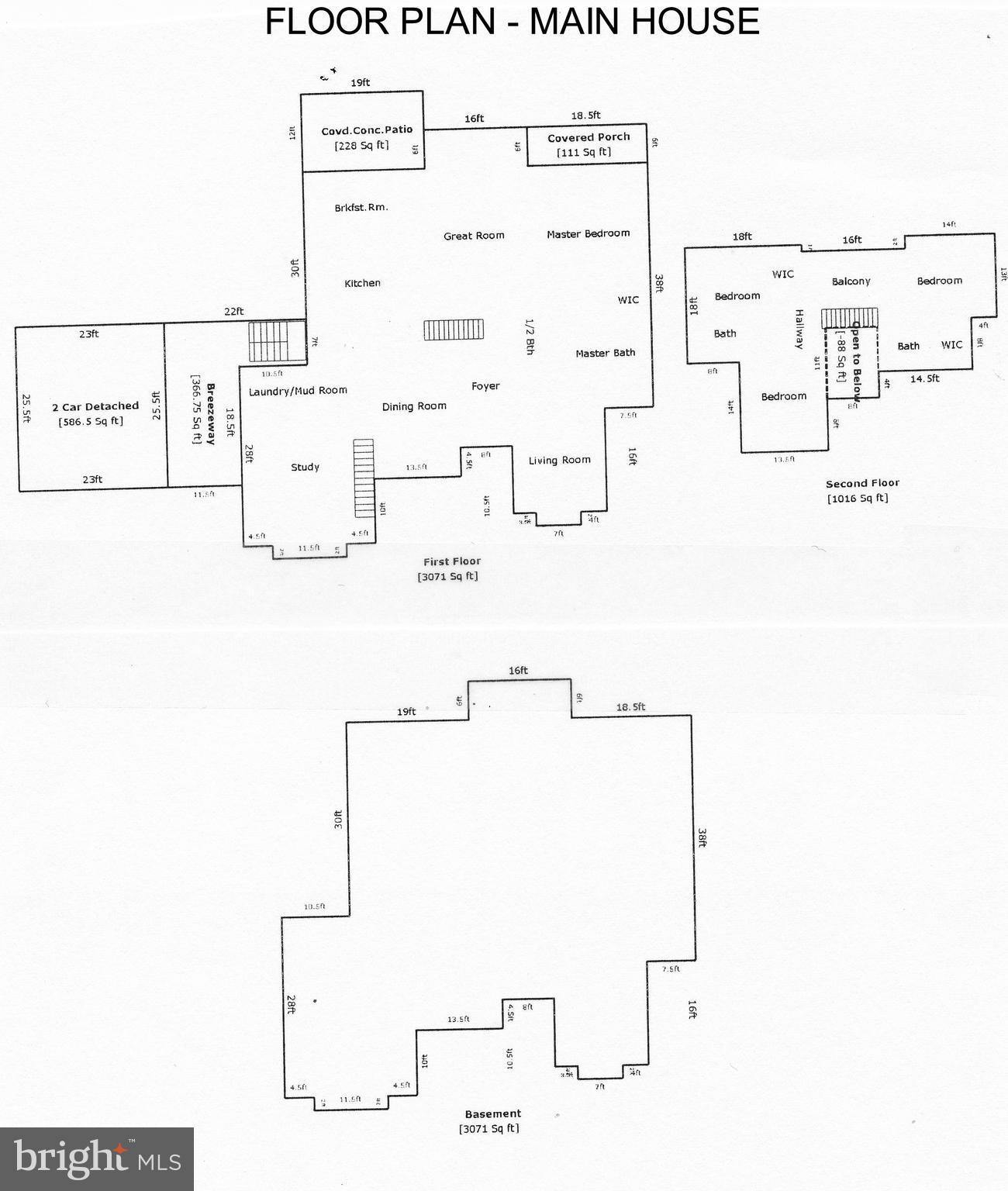 18001 Tranquility Road Purcellville, VA 20132 - Photo 31 of 31 FLOOR PLAN FOR MAIN HOUSE