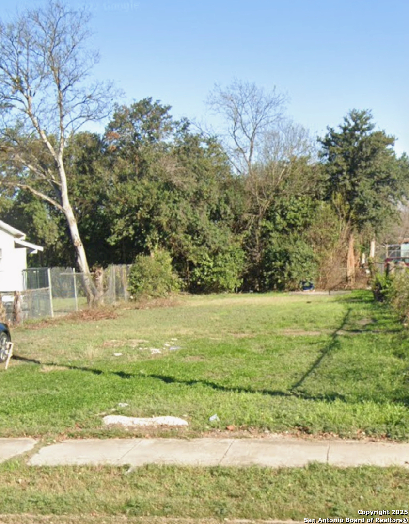 a view of a yard with an trees
