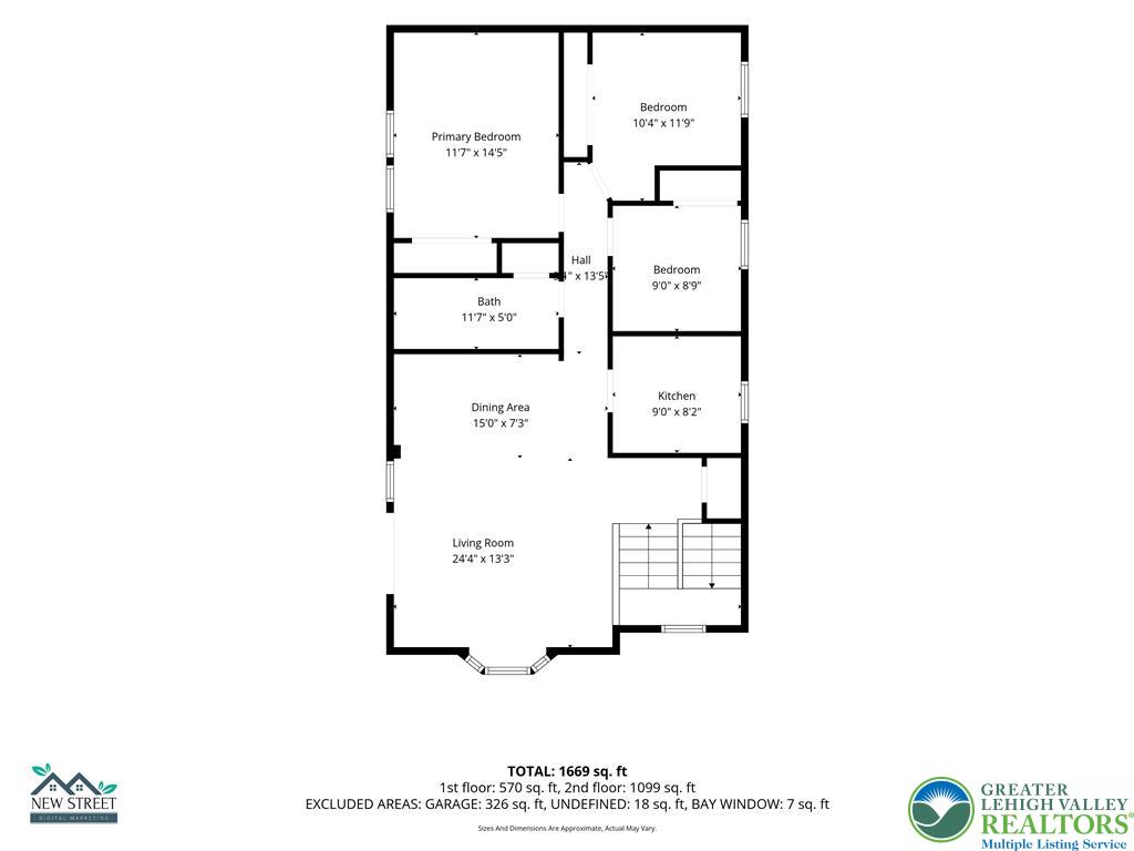 1764 Ritter Street Bethlehem, PA 18015 - Photo 28 of 29 Clear and detailed layout depicting the residential floor plan with room dimensions.