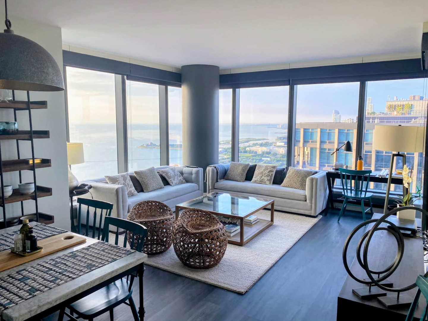 60 East Monroe Street, Unit 5304 Chicago, IL 60603 - Photo 2 of 55 a living room with furniture and a floor to ceiling window