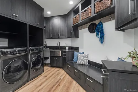 a view of wooden floor and a potted plant on a table