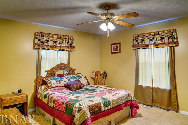 11310 Lake Road Dewitt, IL 61735 - Photo 10 of 21 a bedroom with a bed and a chandelier