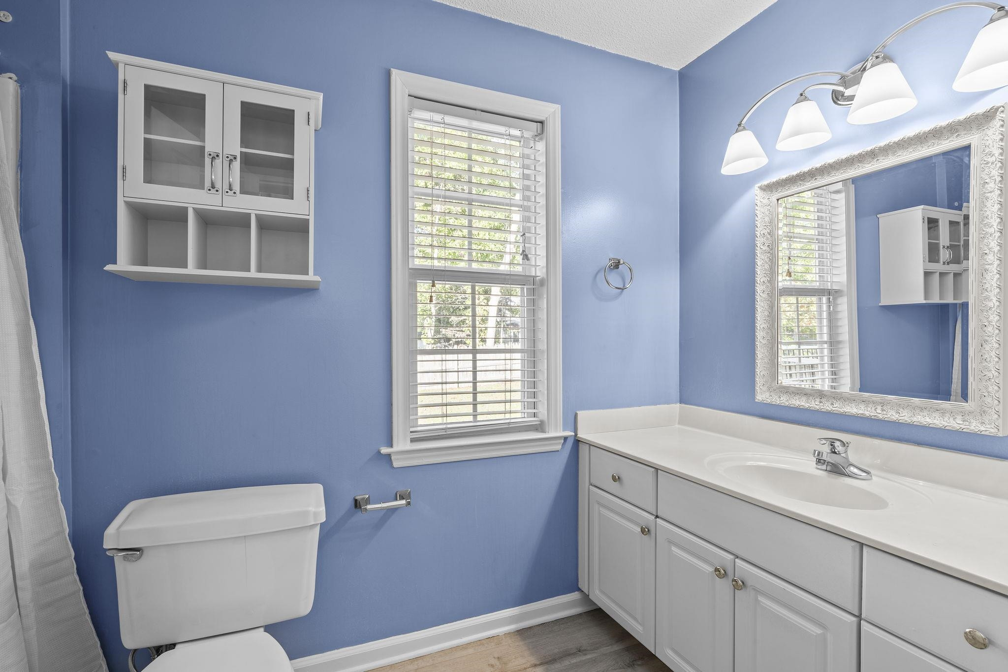 200 Peakhill Road Holly Springs, NC 27540 - Photo 12 of 18 a bathroom with a sink a toilet and a window